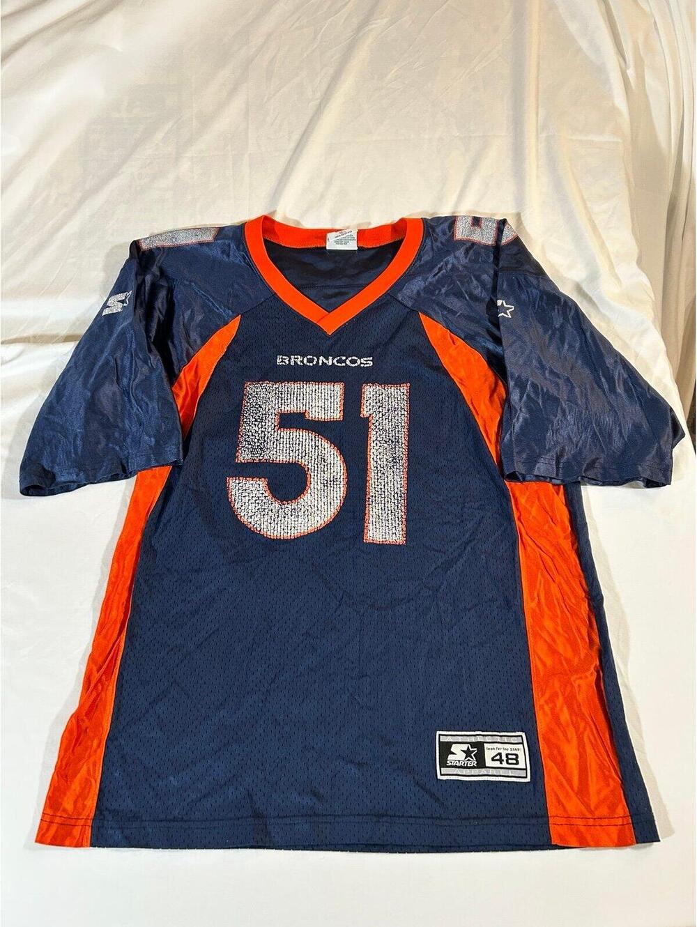 Denver Broncos #51 John Mobley NFL Football Jersey Starter Adult 48 Blue Orange